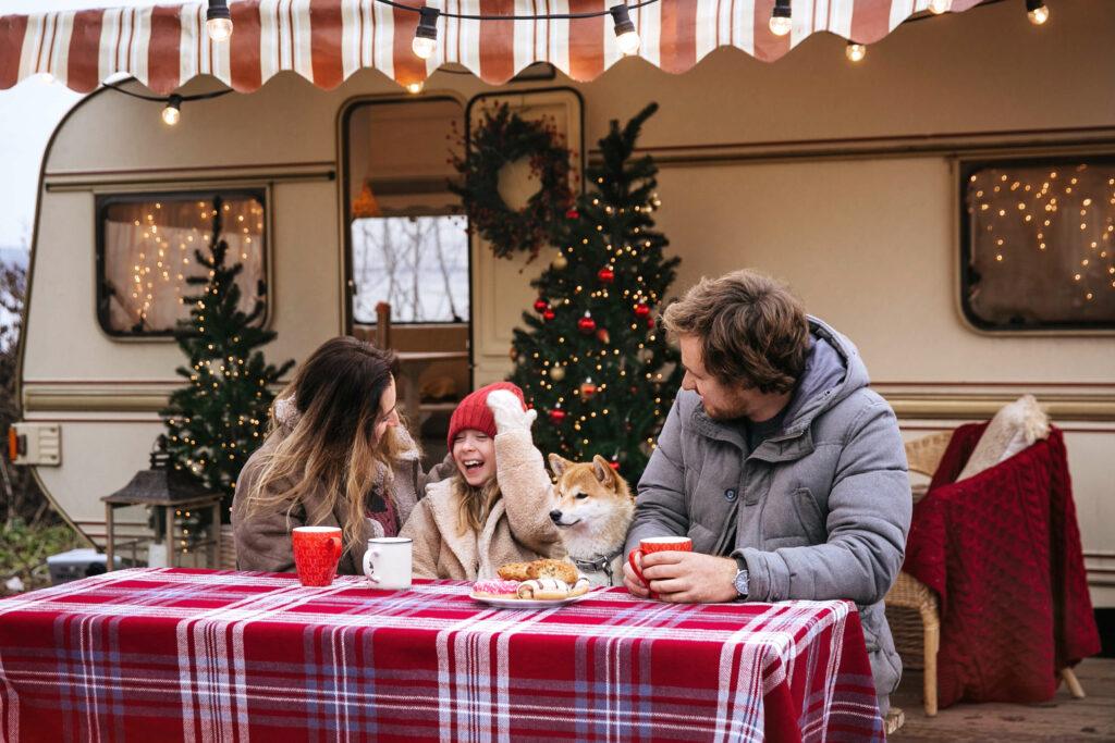 caravan decorated for christmas